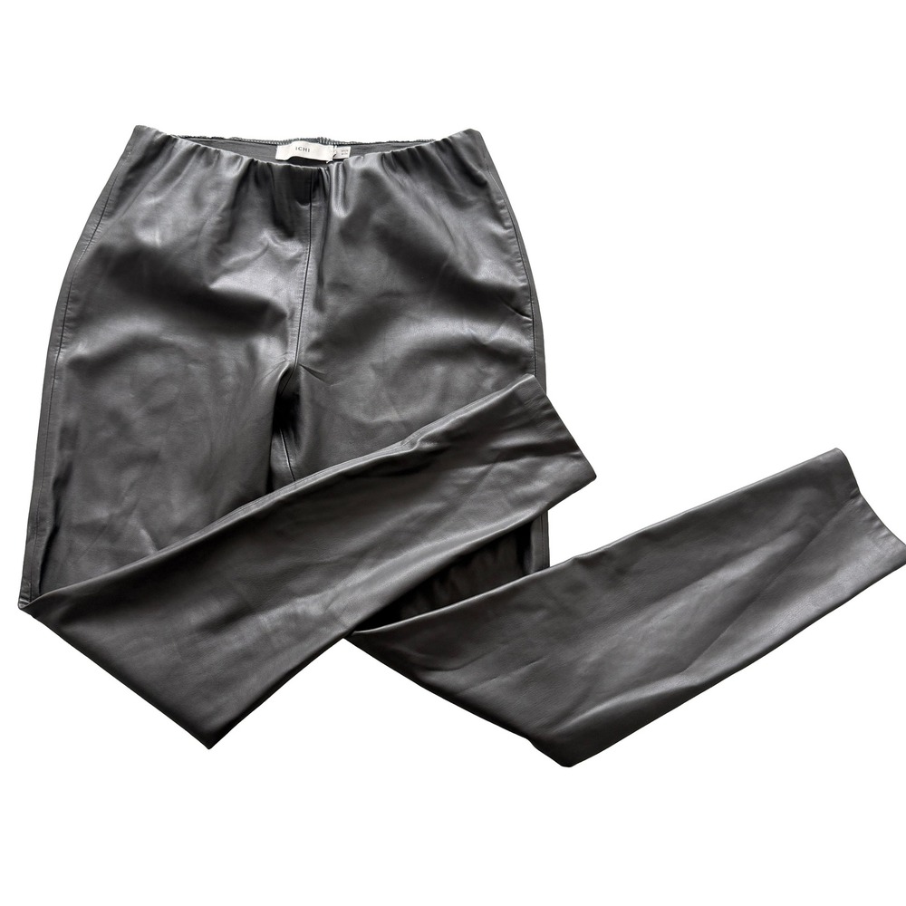 ICHI faux-leather leggings Trousers Elastic Waist Slim Fit Pants Size 42